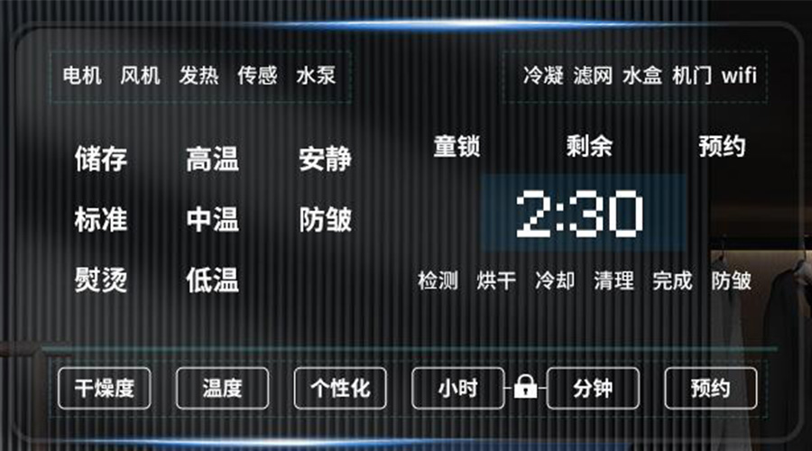 冷凝衣物烘干機(jī)擁有獨(dú)立大屏，實(shí)現(xiàn)智能快速烘干！
